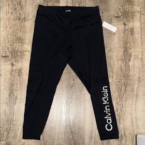 Calvin Klein Black Leggings with White Logo